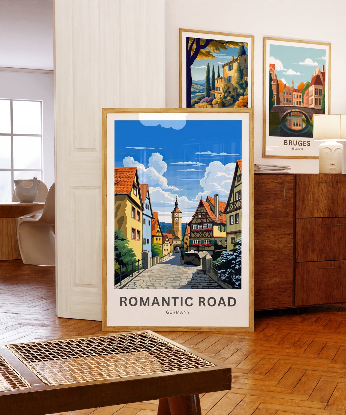 Romantic Road Germany Half Timbered Old Town Vintage Travel Poster - Image 5