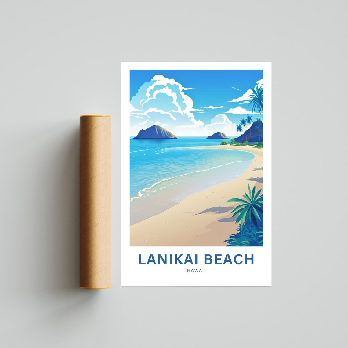 Lanikai Beach Hawaii Turquoise Bay Personalized Travel Poster - Image 4