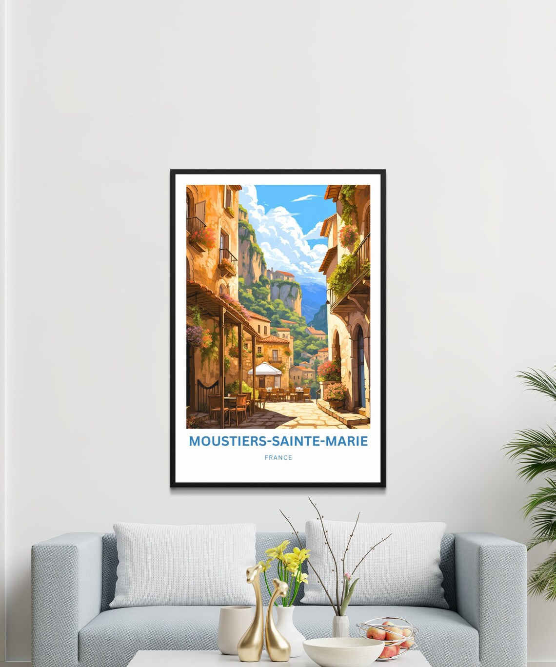 Moustiers Sainte Marie France Poster with Cliffside Village Street Art - Image 4