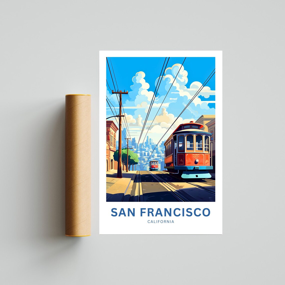 San Francisco California Cable Cars Personalized Travel Poster - Image 4