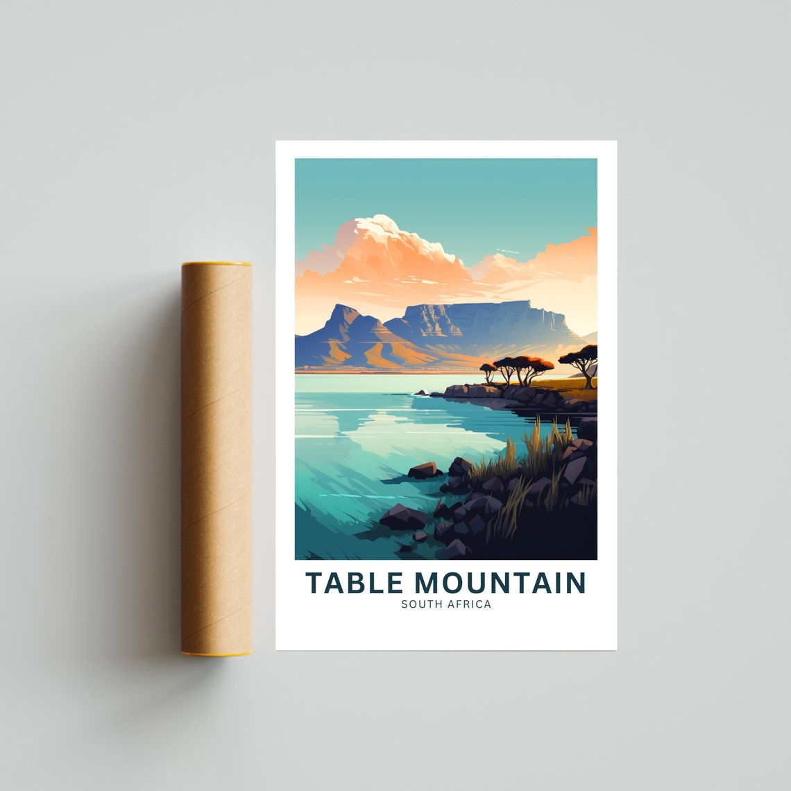 Table Mountain Coastal Sunset Personalized South Africa Poster - Image 4