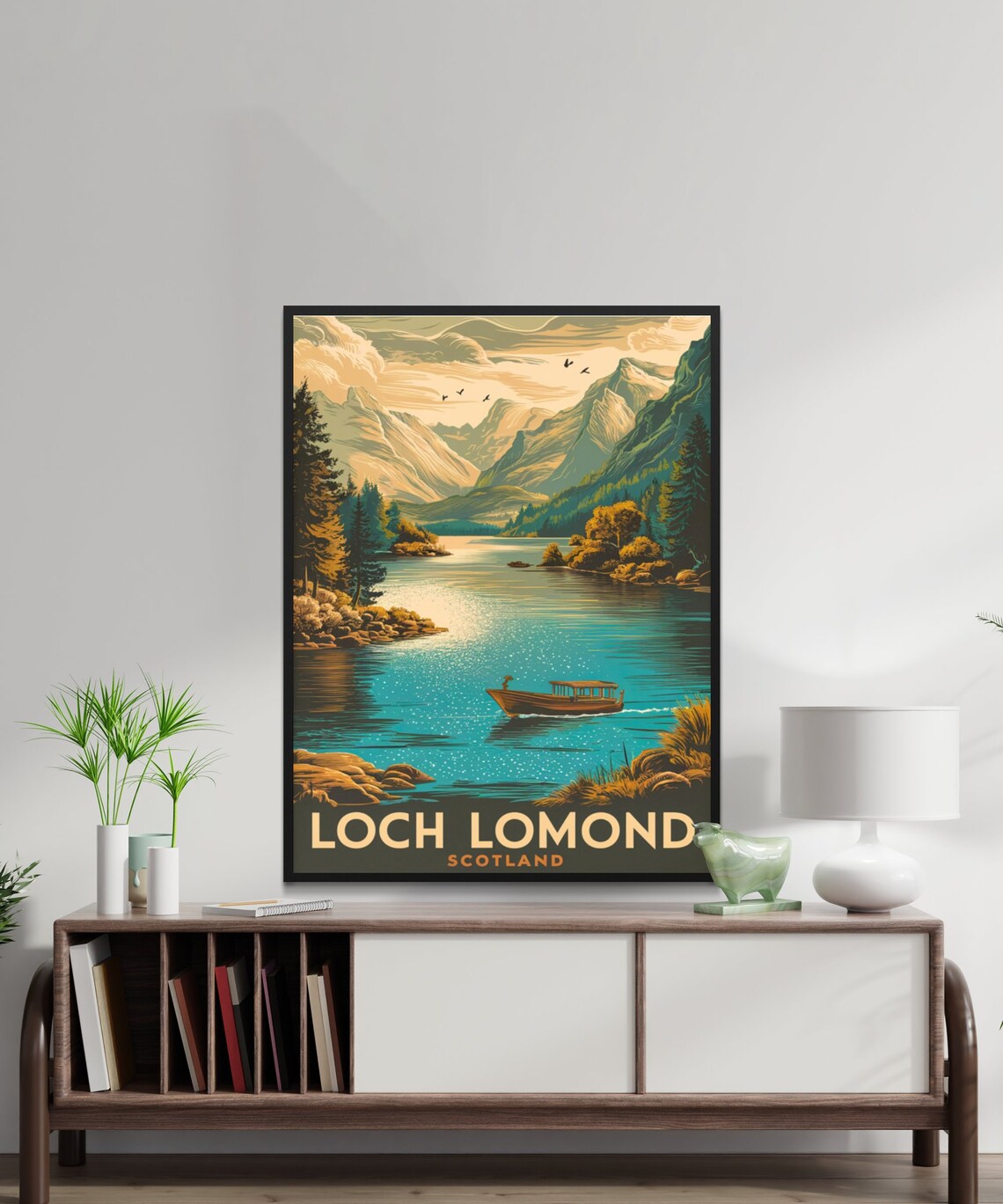 Loch Lomond Scotland Vintage Lake Boat Mountain View Retro Poster - Image 3