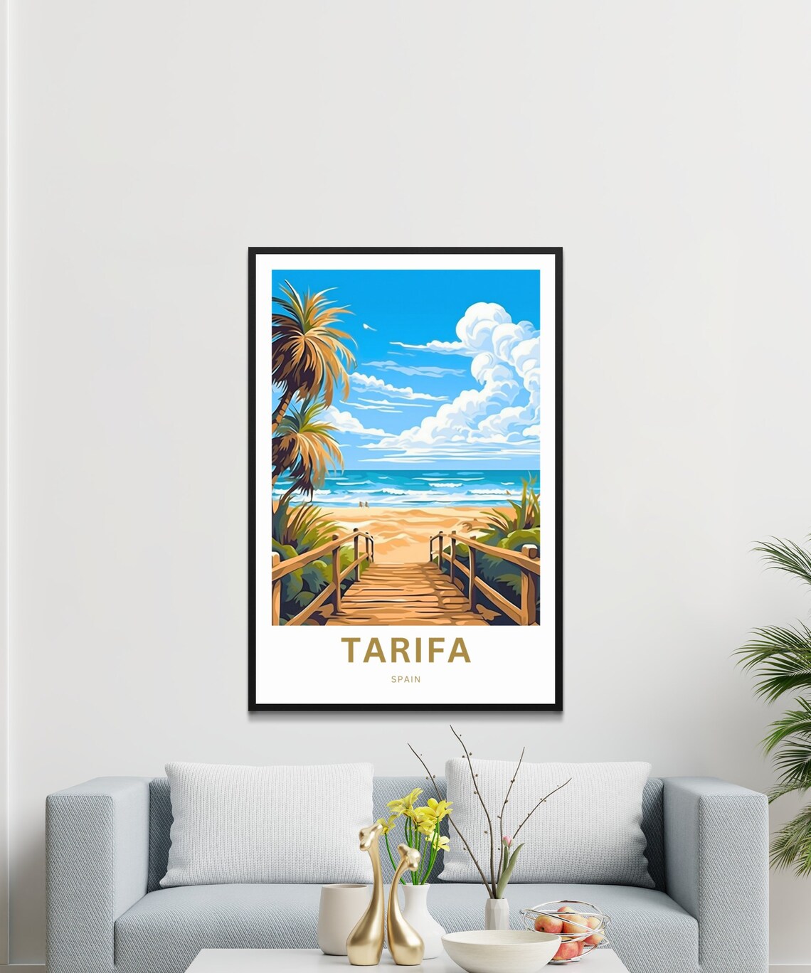 Tarifa Spain Poster with Wooden Boardwalk Leading to Beach Art - Image 3
