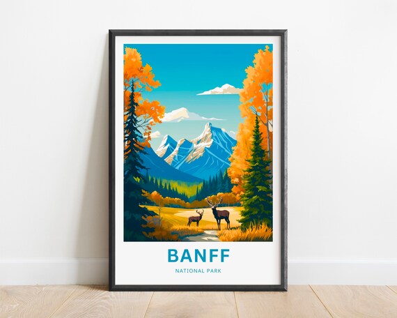 Banff National Park Elk Autumn Aspen Mountains Canada Poster