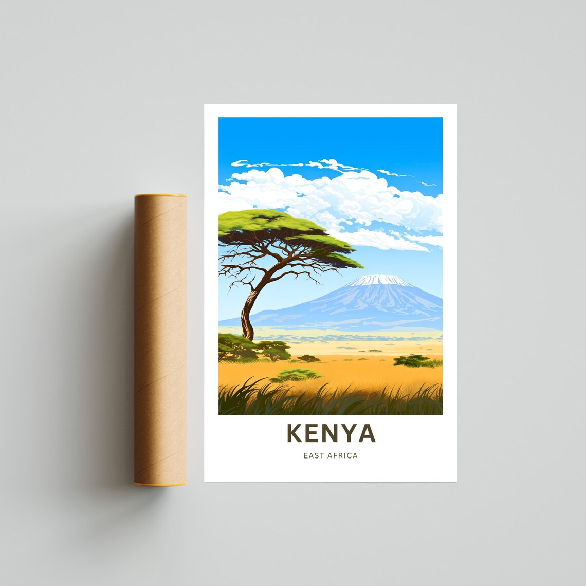 Kenya East Africa Leaning Acacia Snow Peak Personalized Poster - Image 4