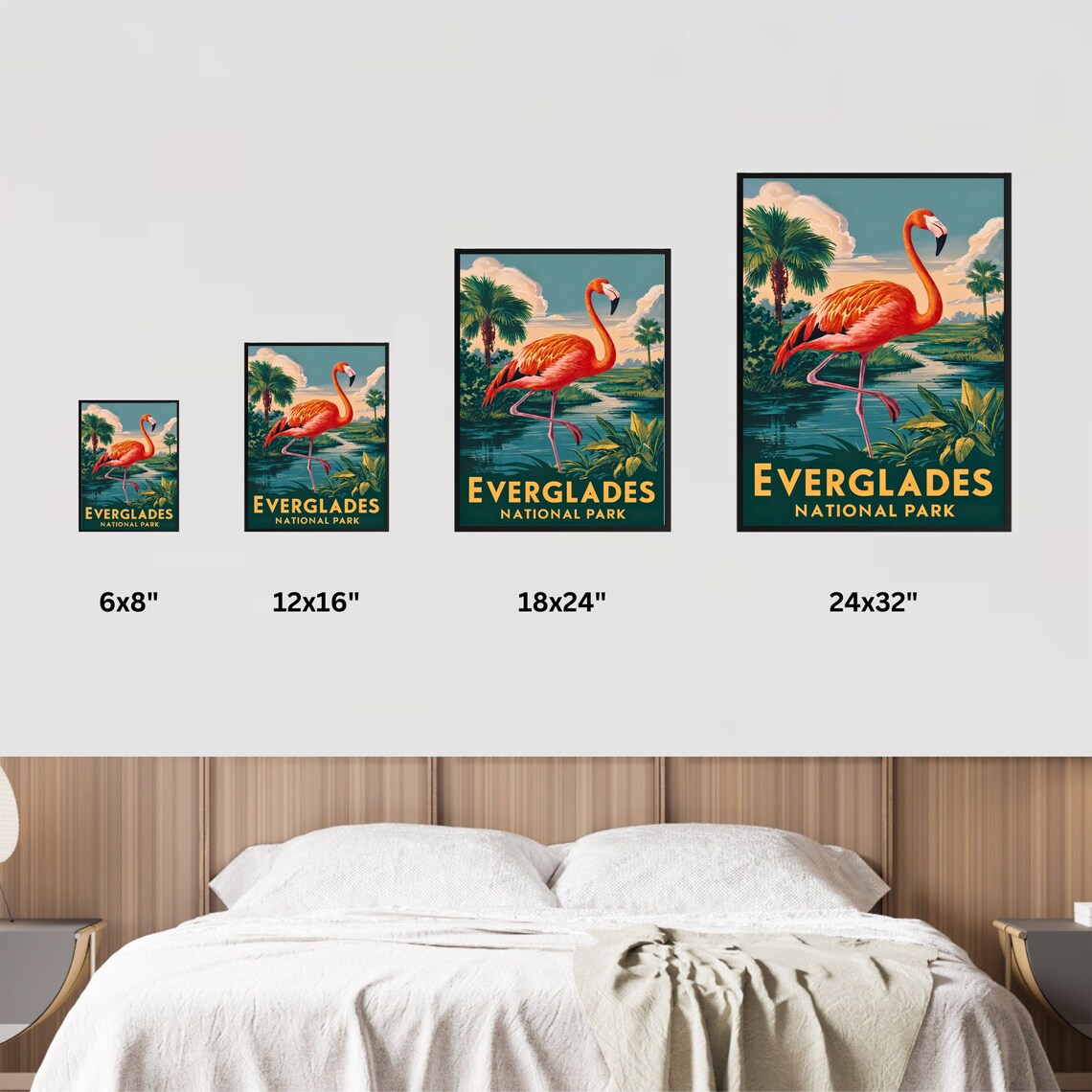 Everglades National Park Pink Flamingo Palm Trees Wetlands Poster - Image 3