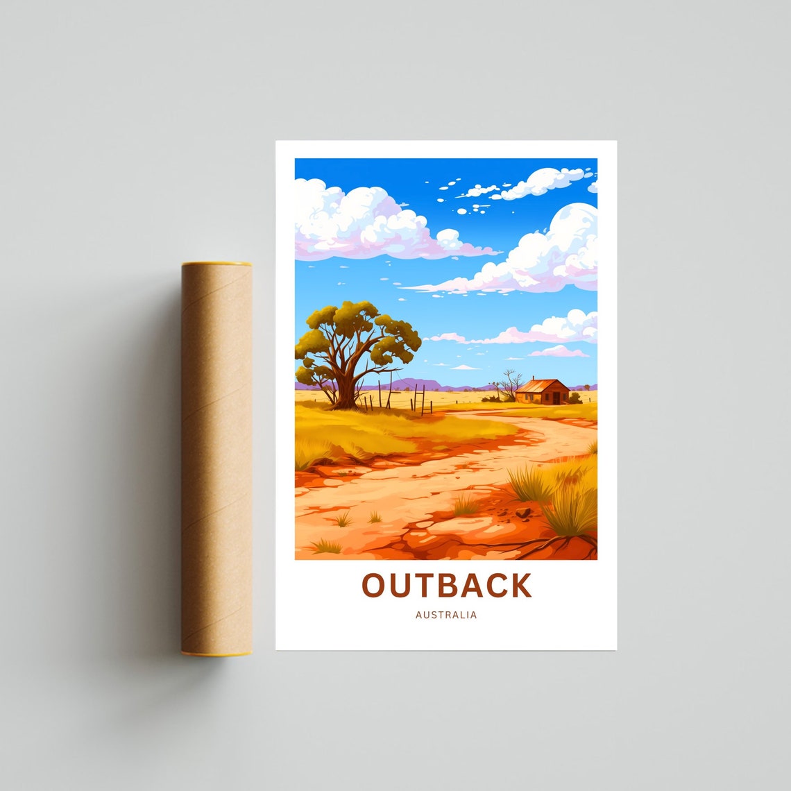 Personalized Australia Outback Dirt Track Shack Custom Travel Poster - Image 2