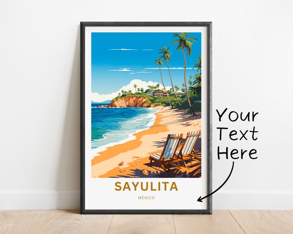 Personalized Sayulita Travel Print Sayulita Poster Mexico Wall Art Framed Present Gift Mexico Present