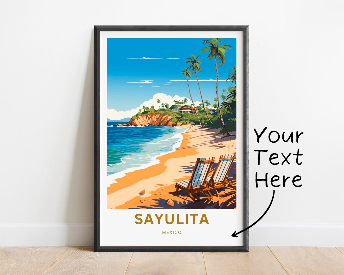 Personalized Sayulita Mexico Daytime Beach Villa Scene Poster