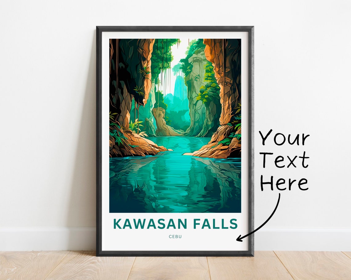 Kawasan Falls Cebu Turquoise Canyon River Personalized Art Poster