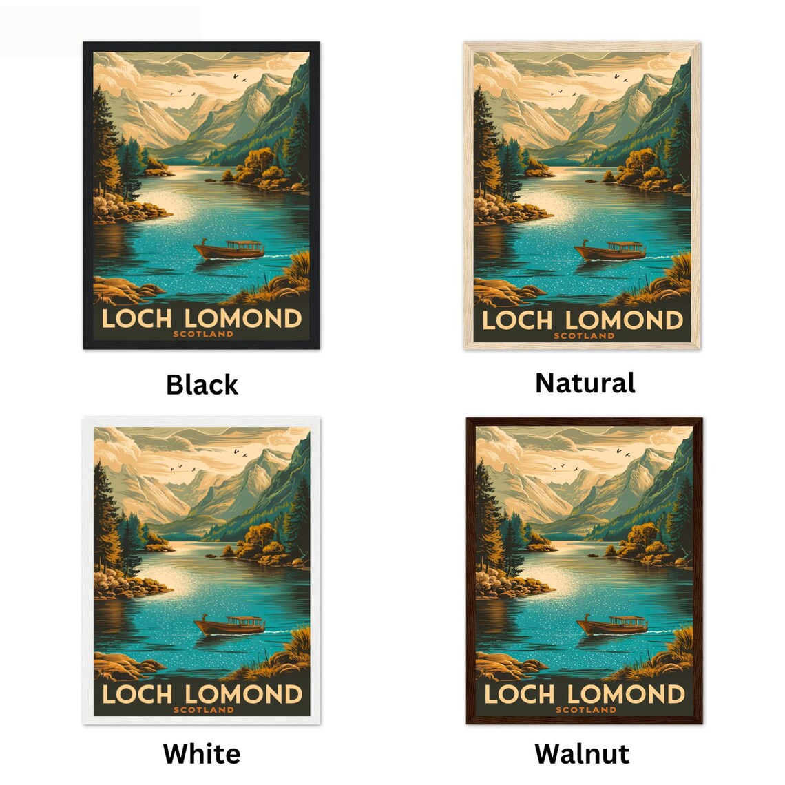 Loch Lomond Scotland Vintage Lake Boat Mountain View Retro Poster - Image 4