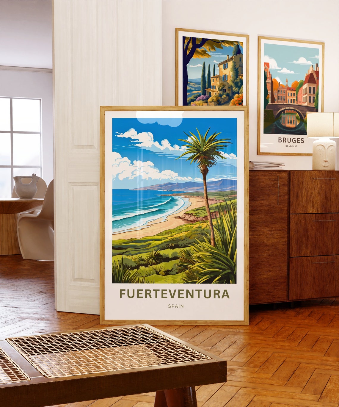 Personalized Fuerteventura Spain Palm Beach Coastline Travel Poster - Image 5
