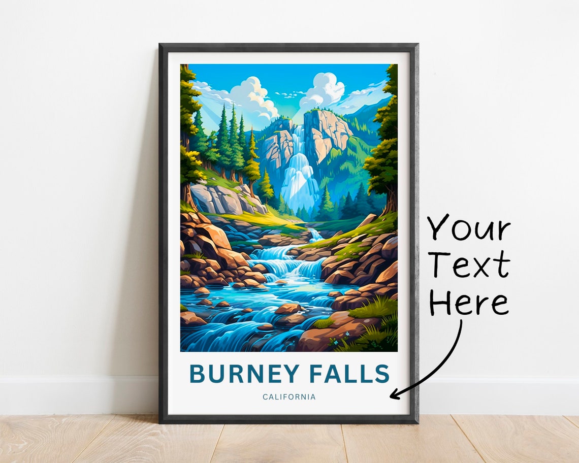 Personalized Burney Falls California Cliff Waterfall Stream Poster