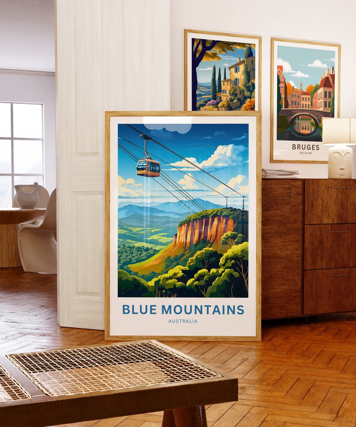 Blue Mountains Australia Scenic Cableway Cliffs Custom Text Poster - Image 5