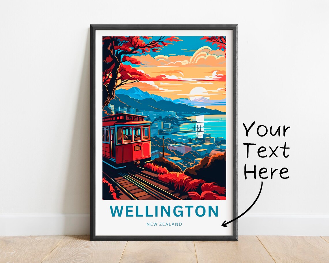 Wellington New Zealand Cable Car Sunset Harbor Mountain Poster