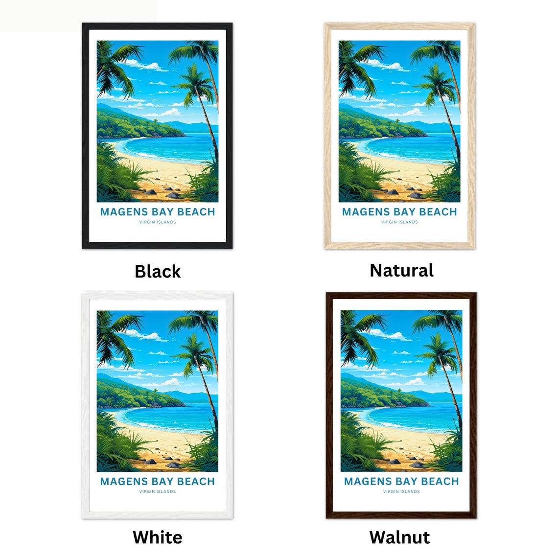 Magens Bay Beach Virgin Islands Curving Beach Palms Turquoise Poster - Image 2