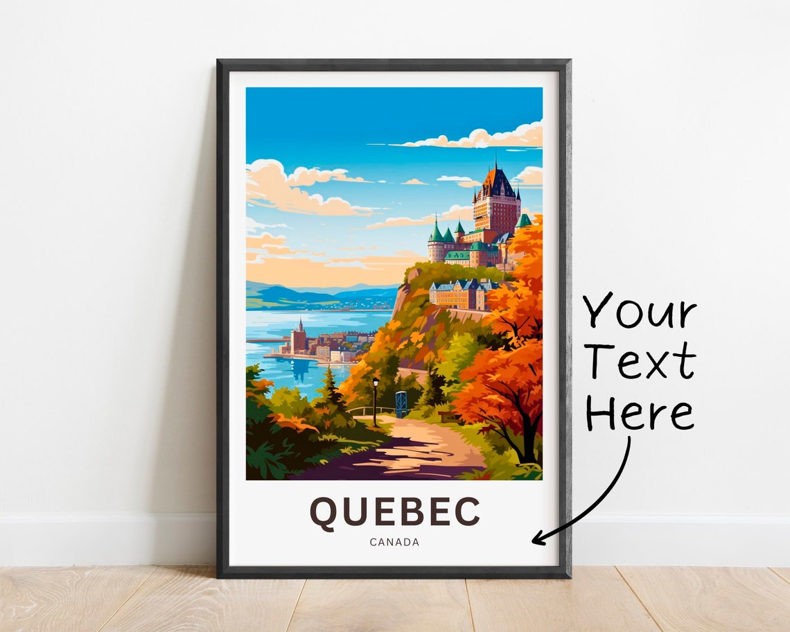 Chateau Frontenac Quebec Autumn Personalized Custom Text Travel Poster
