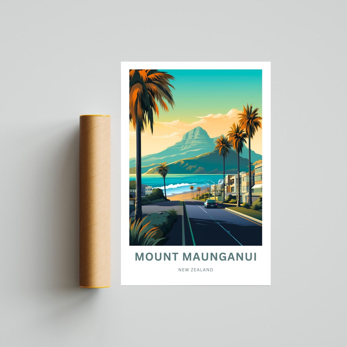 Mount Maunganui New Zealand Personalized Beach Road Sunset Poster - Image 4