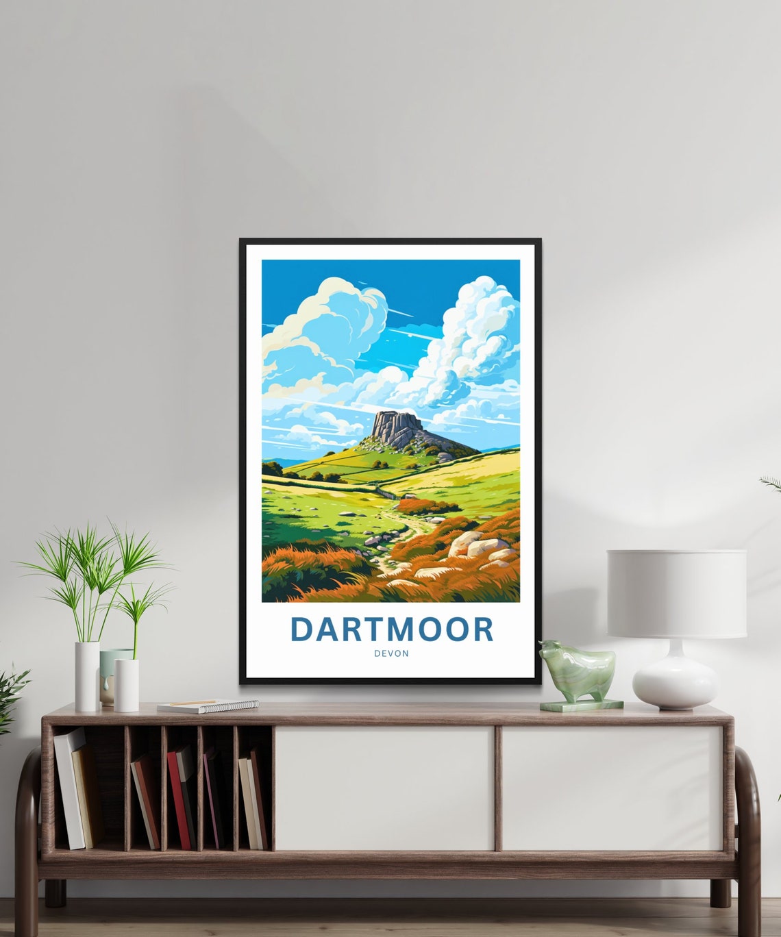 Dartmoor Devon Granite Tor and Winding Path Through Open Moor Poster - Image 2