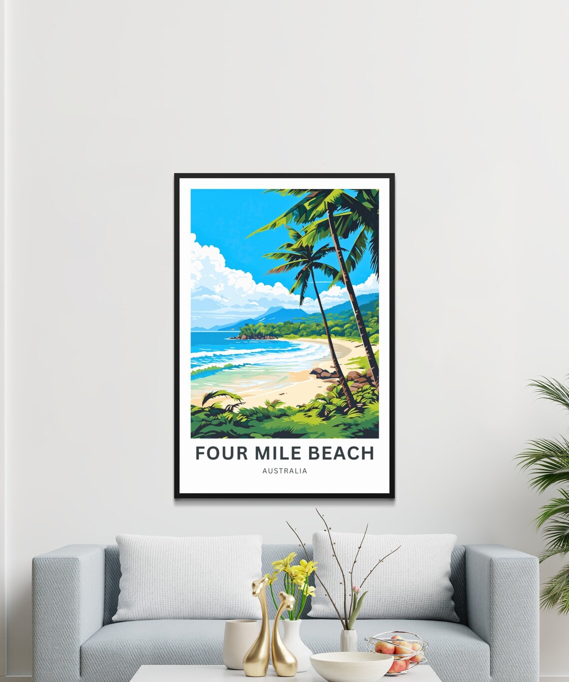 Four Mile Beach Australia Tropical Palms Vintage Travel Poster Gift - Image 4