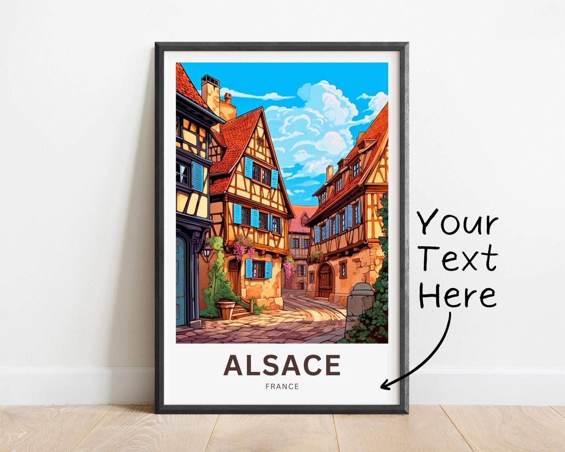 Personalized Alsace France Half Timbered Village Retro Street Poster