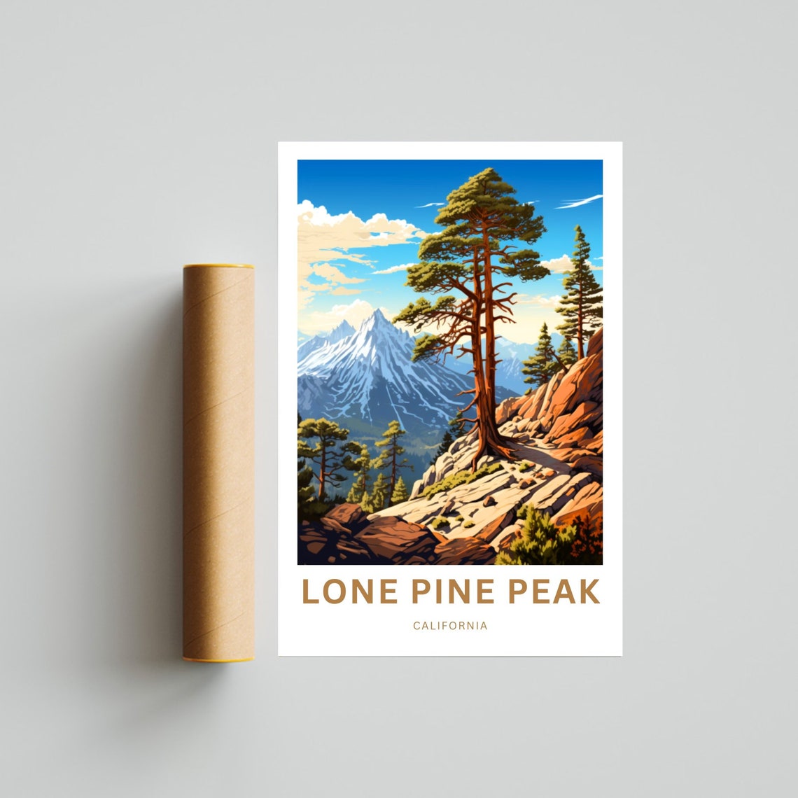 Personalized Lone Pine Peak Red Rock Scene Custom Text Poster - Image 4