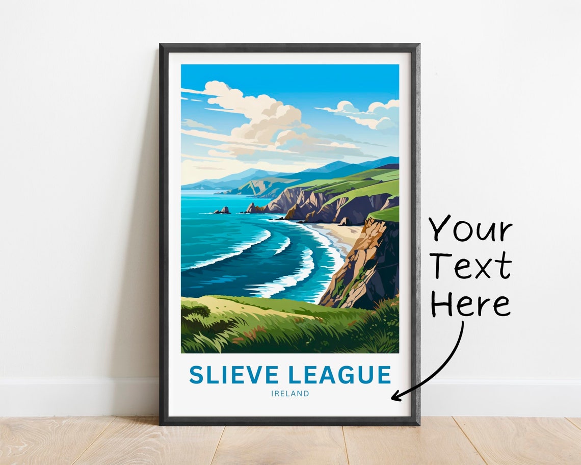 Slieve League Ireland Personalized Sea Cliffs Waves Travel Poster