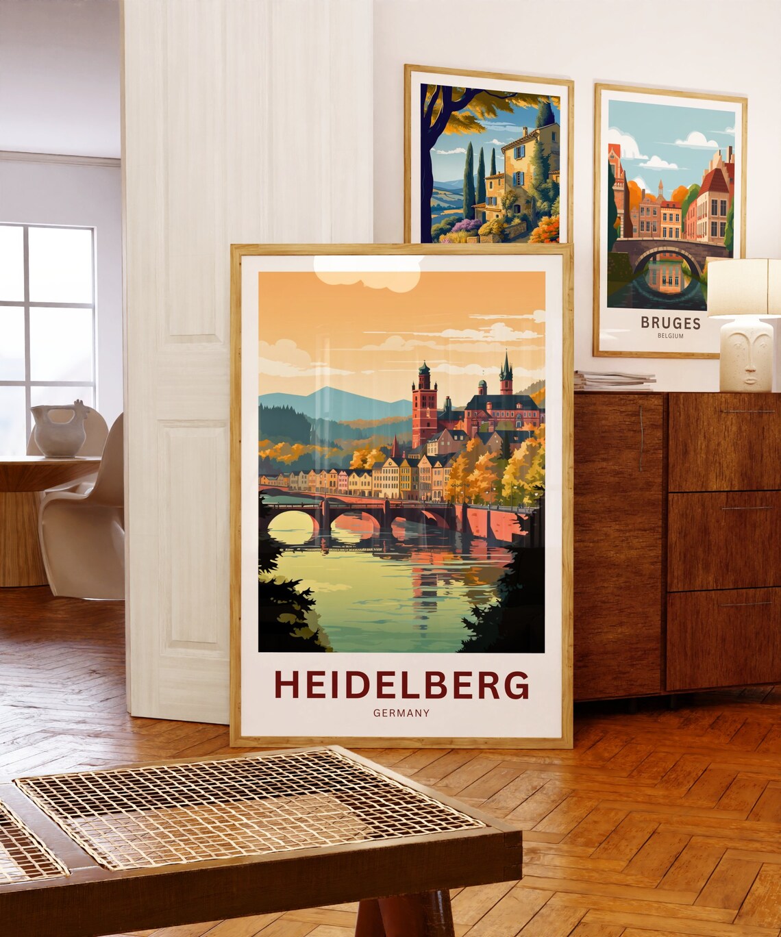 Heidelberg Germany Sunset River Vintage Travel Poster Old Bridge Gift - Image 5