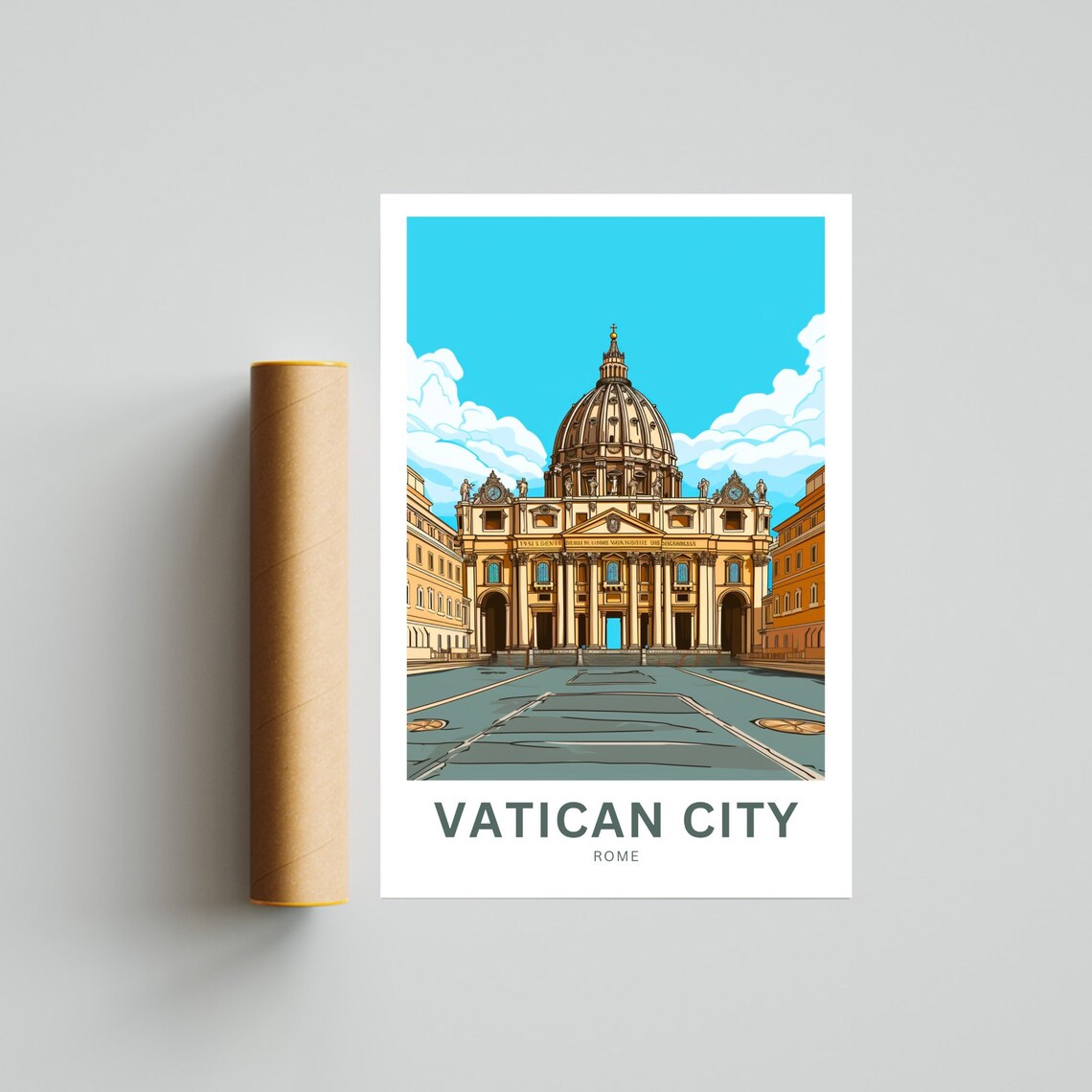 Vatican City Rome St Peters Basilica Personalized Travel Poster - Image 4