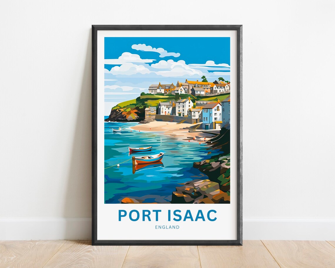 Port Isaac England Fishing Village Harbor Boats Travel Poster
