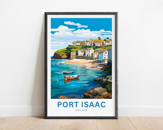 Port Isaac England Fishing Village Harbor Boats Travel Poster