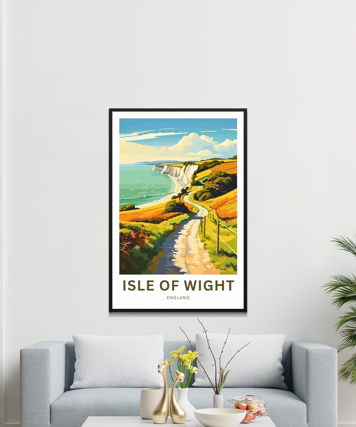 Isle of Wight England Golden Fields Coastal Walk Travel Poster - Image 3