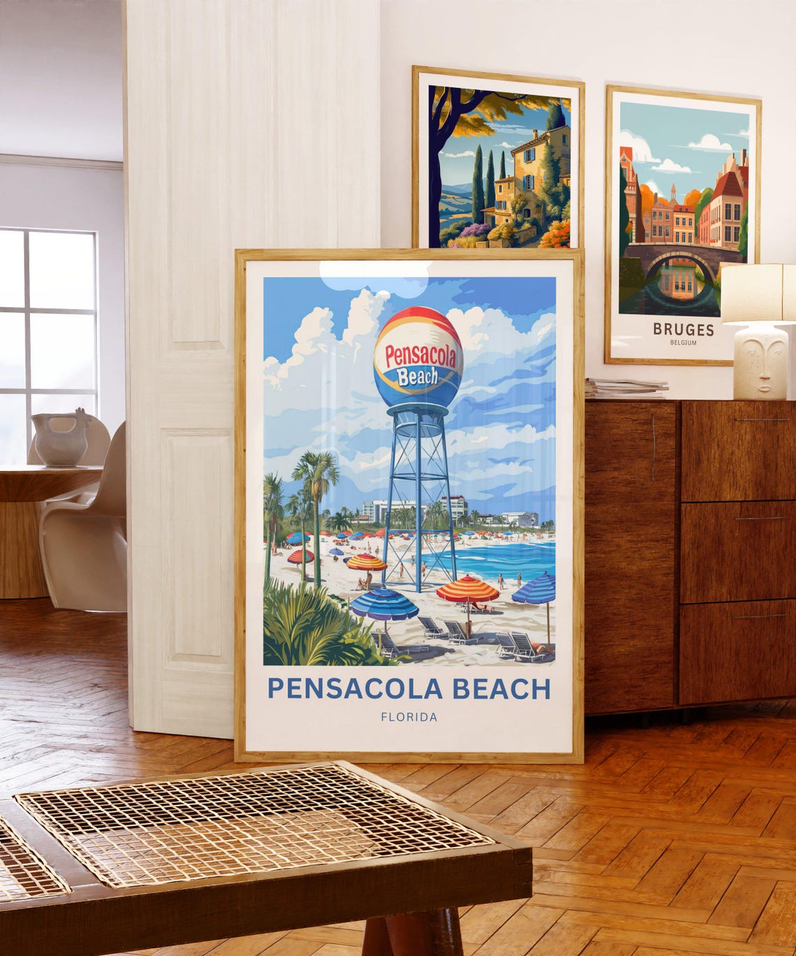 Pensacola Beach Florida Beach Ball Water Tower Personalized Poster - Image 5
