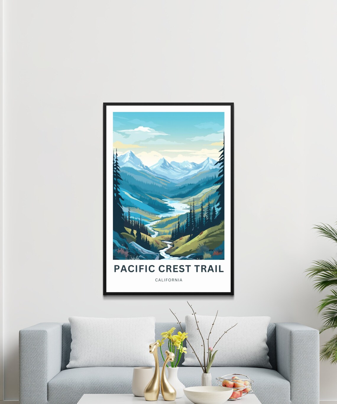 Pacific Crest Trail California Blue Mountain Valley Vintage Travel Poster - Image 3