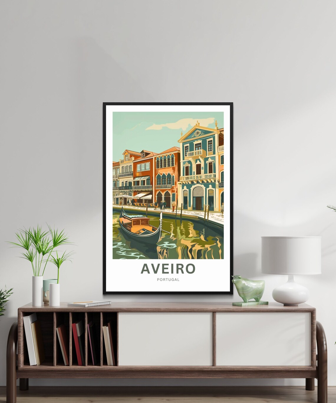 Aveiro Portugal Teal Facade Canal Gondola Retro Travel Poster - Image 2