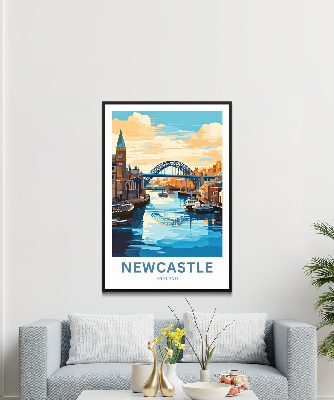 Newcastle England Quayside Tyne Bridge Sunset River View Poster - Image 3