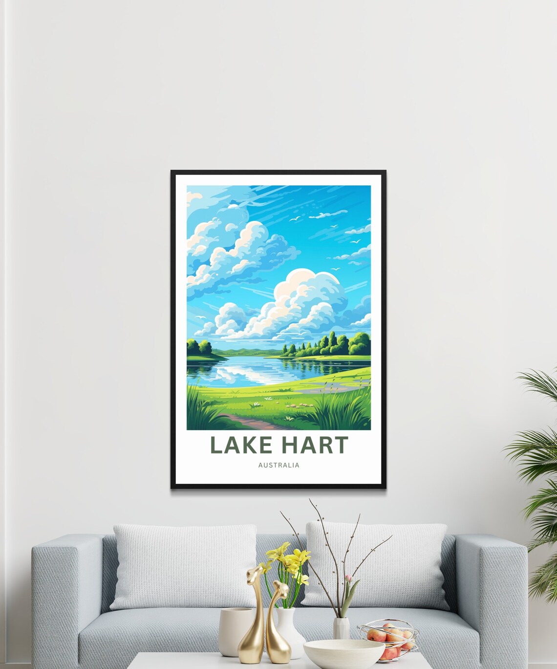 Personalized Lake Hart Australia Lakeside Meadow Vintage Travel Poster - Image 3