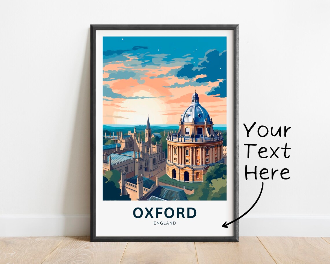 Oxford England Radcliffe Camera Sunset Skyline Travel Poster