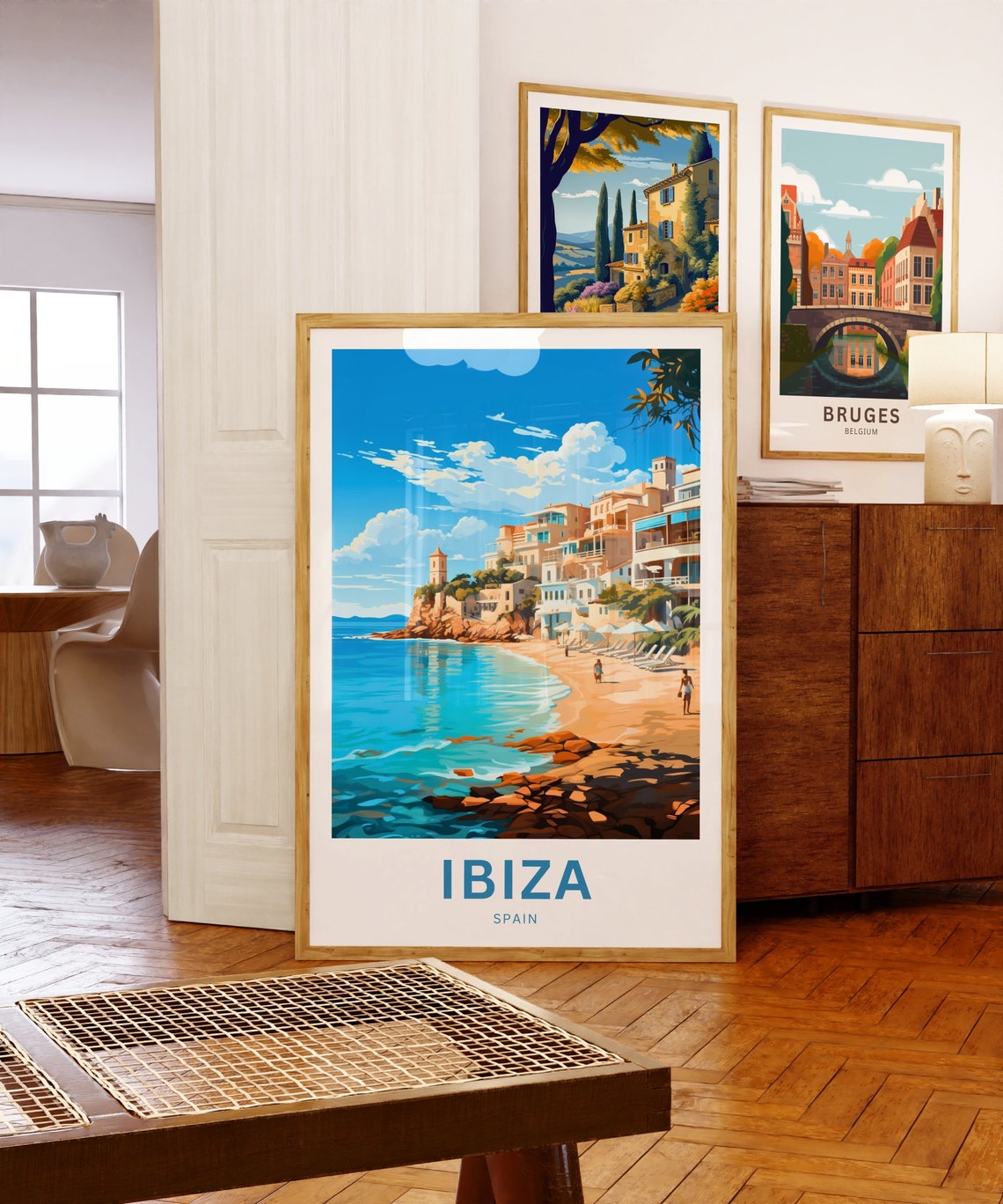 Ibiza Beach Clifftop Old Town Tower Turquoise Sea Spain Travel Poster - Image 5