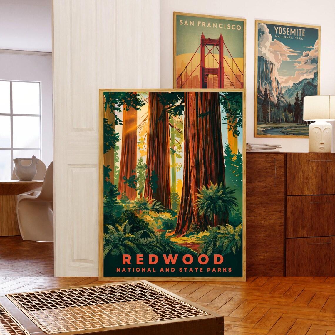 Redwood National Parks California Giant Sequoia Forest Vintage Travel Poster - Image 5
