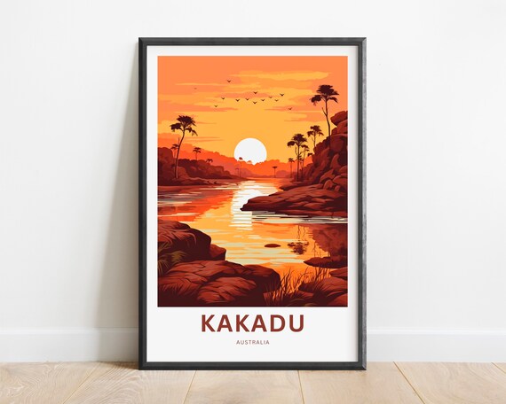 Kakadu National Park Sunset River Vintage Travel Poster Australia