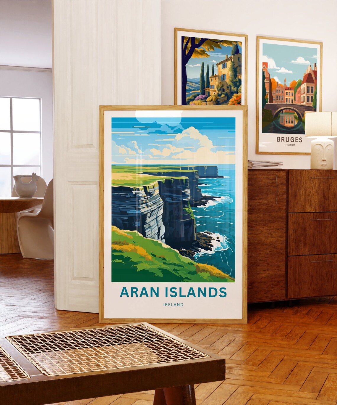 Aran Islands Ireland Green Bluff Swirling Blue Sea Travel Poster - Image 5