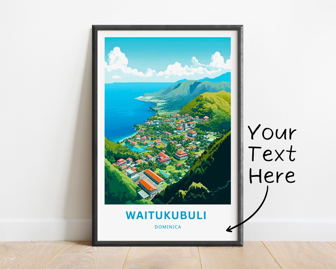 Waitukubuli Dominica Coastal Village Aerial View Travel Poster
