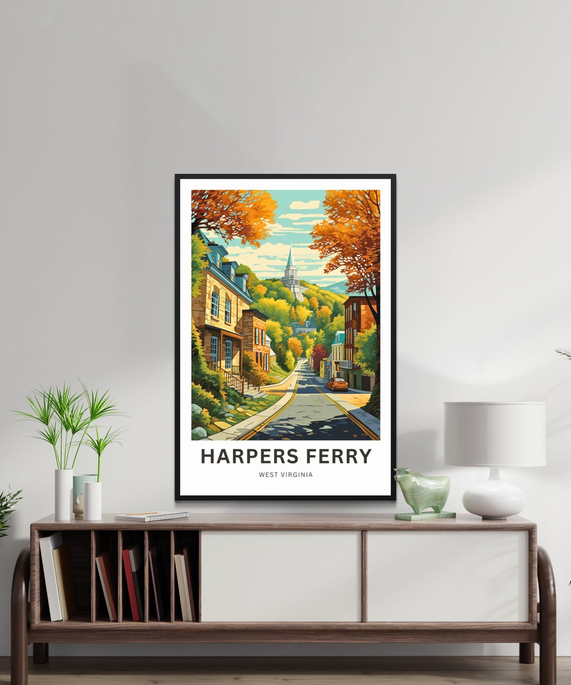 Harpers Ferry Orange Fall Foliage Street Scene West Virginia Poster - Image 2