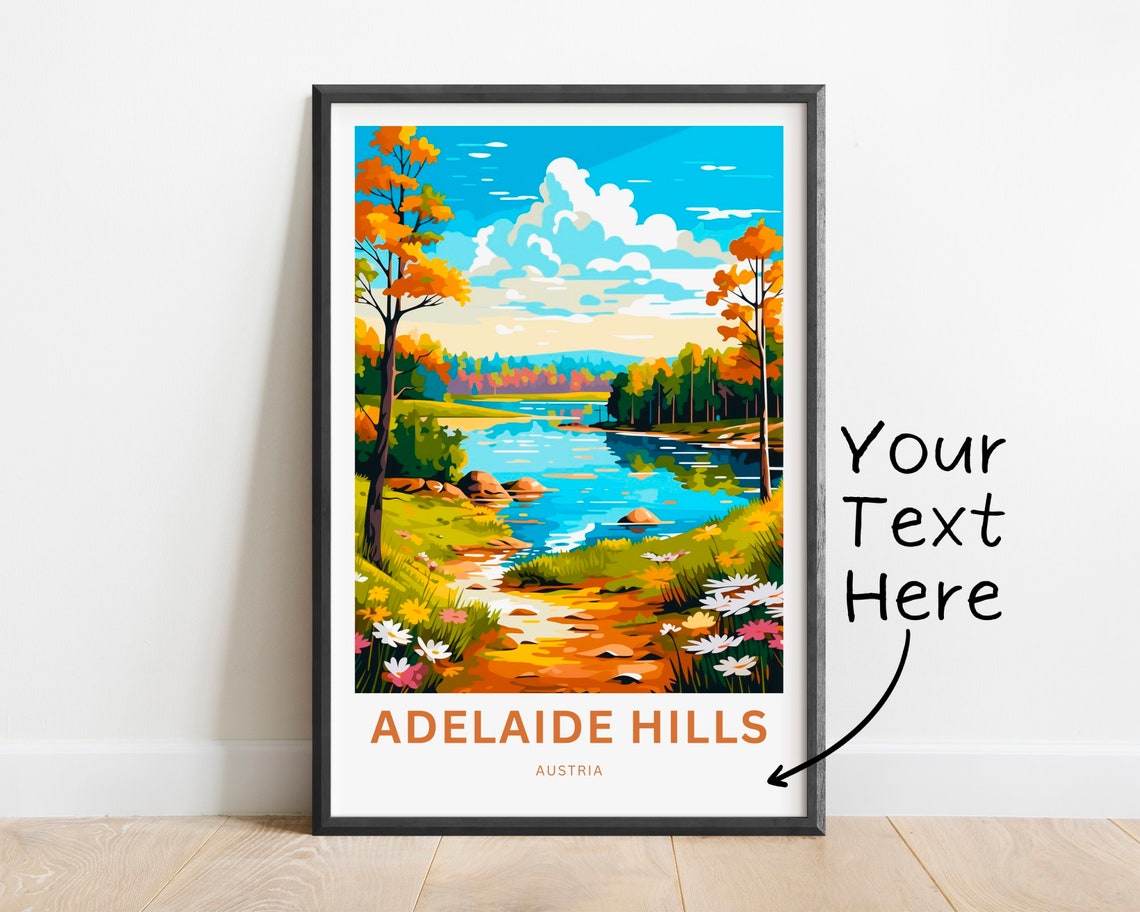 Personalized Adelaide Hills Austria Lakeside Custom Gift Travel Poster