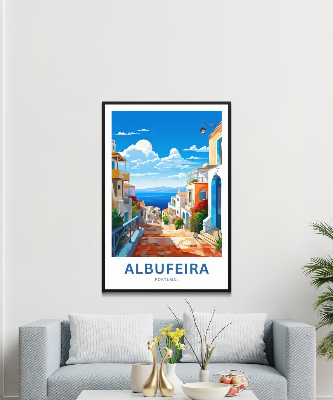 Personalized Sunny Albufeira Portugal Seafront Travel Poster - Image 3