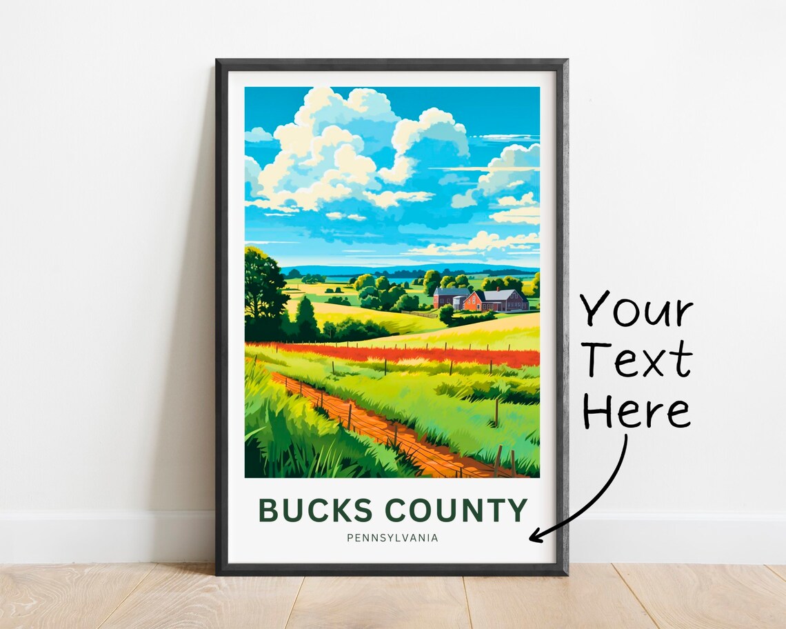 Personalized Bucks County Pennsylvania Farm Countryside Travel Poster