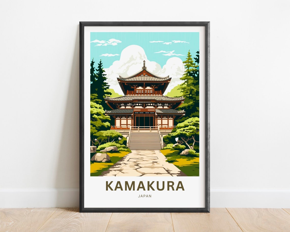 Kamakura Japan Historic Serene Temple Garden Retro Travel Poster
