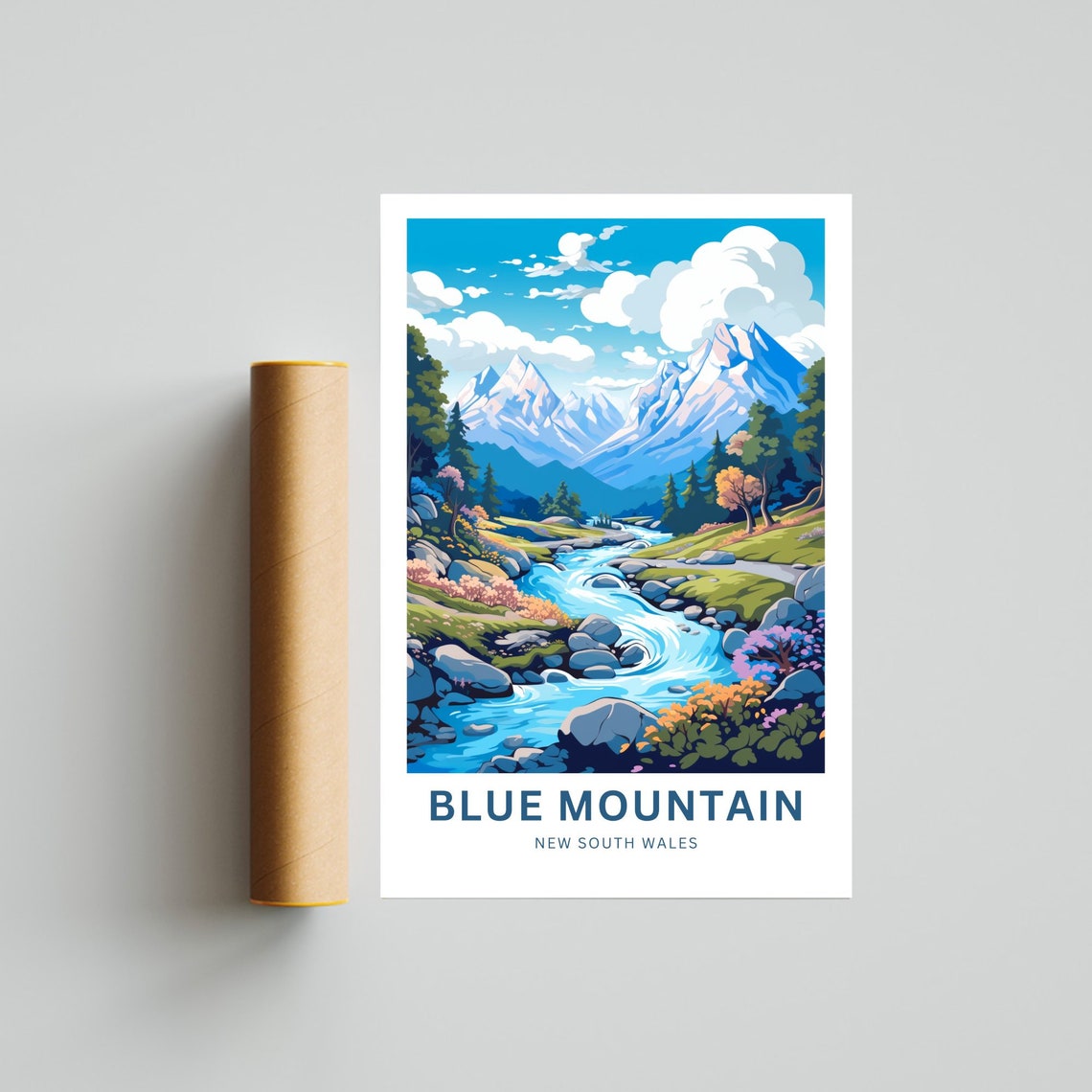Blue Mountain New South Wales Snow Peaks Alpine River Poster - Image 4