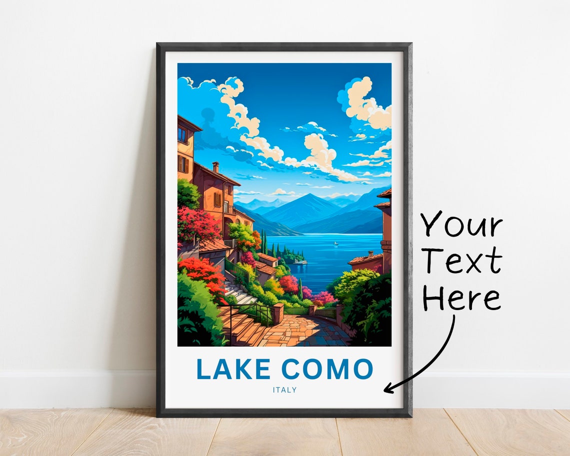 Lake Como Italy Village Staircase Lake View Personalized Poster